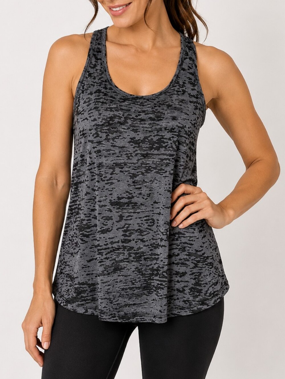 EPIC Women's Gray Burnout Racerback Athletic Tank Top